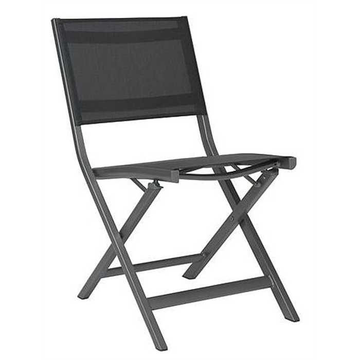 [STERN 418992 CHAISE NILS] Chaise de jardin repliable, structure graphite/textylene gris argent NILS - STERN