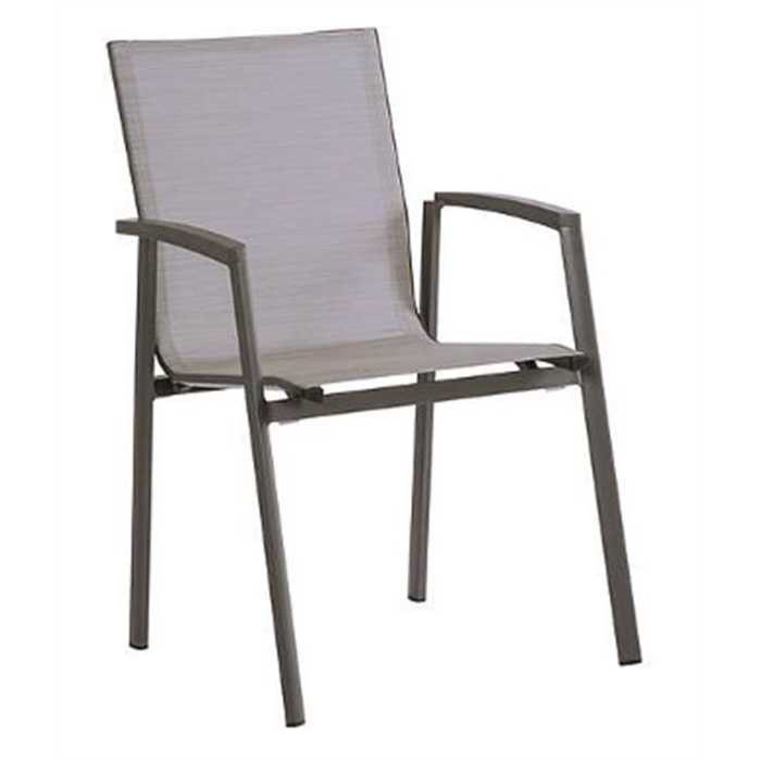 [STERN-418467] Chaises de jardin structure en aluminium anthracite - textilene argent - TOP - STERN