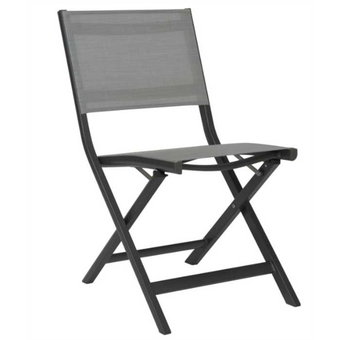 [STERN 418990 CHAISE NILS] Chaise de jardin pliante en aluminium anthracite - textilène argent - NILS - STERN
