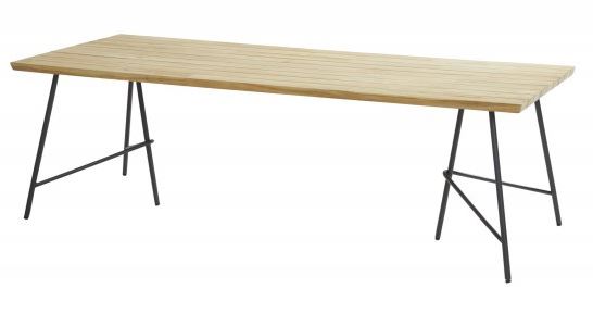 [4SO-91305] Table de jardin LANO en inox et plateau en teck - 100 x 240 cm - TASTE