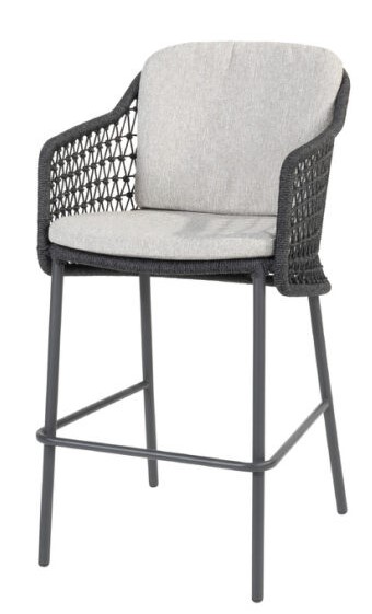 [4SO-214081] Chaise haute de bar TRAMONTI - couleur anthracite avec 2 coussins - 4 SEASONS