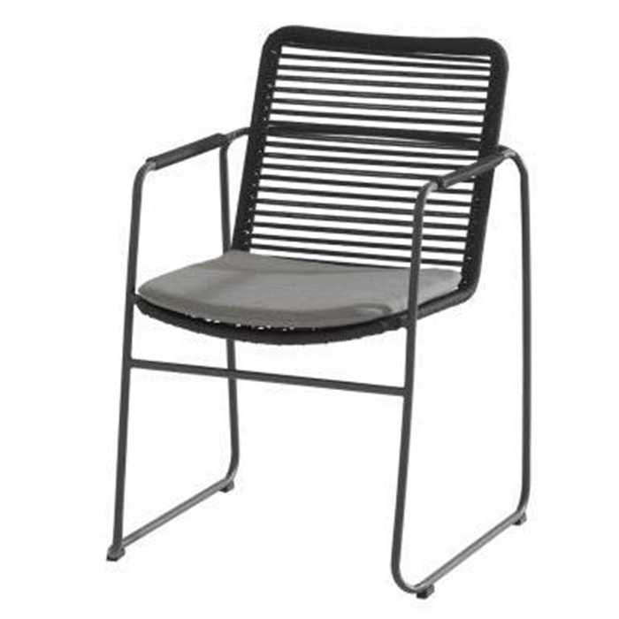 [4SO-90725] Chaise de jardin avec coussin - Structure en aluminium anthracite - ELBA - TASTE
