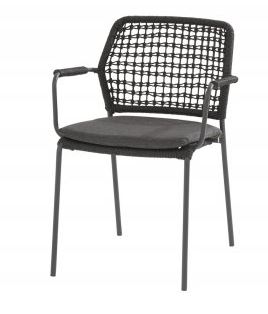 [4SO-91122] Chaise de jardin anthracite avec coussins BARISTA - TASTE