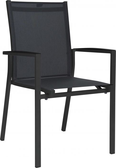 [STERN-417184] Chaise de jardin empilable en aluminium couleur anthracite / textilène carbone - LEVANTO  - STERN