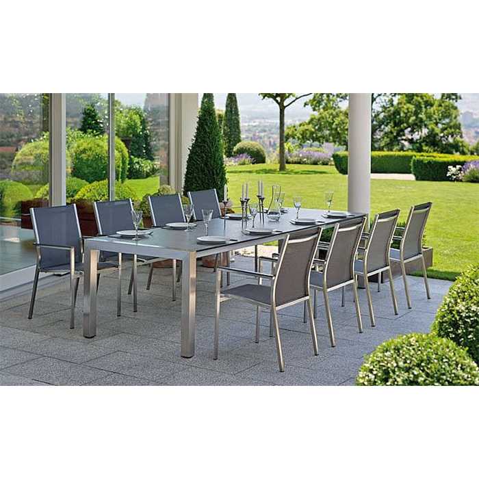 Table extensible STERN inox avec plateau cement 214(294)x100x75