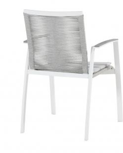 Chaise de jardin - structure en aluminium + cordes + coussin - couleur blanche  - TORINO ROPE - TASTE
