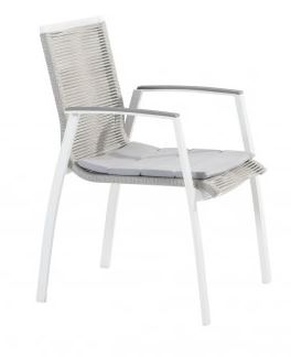 Chaise de jardin - structure en aluminium + cordes + coussin - couleur blanche  - TORINO ROPE - TASTE