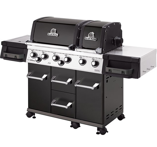 Barbecue black 6 bruleurs + 1 bruleur latéral Broil King Imperial 690 noir rôtissoire incluse