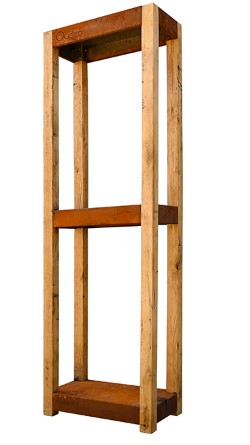 Etagère avec 2 étages de stockage de bois étroite en corten - Quoco Cremagliera