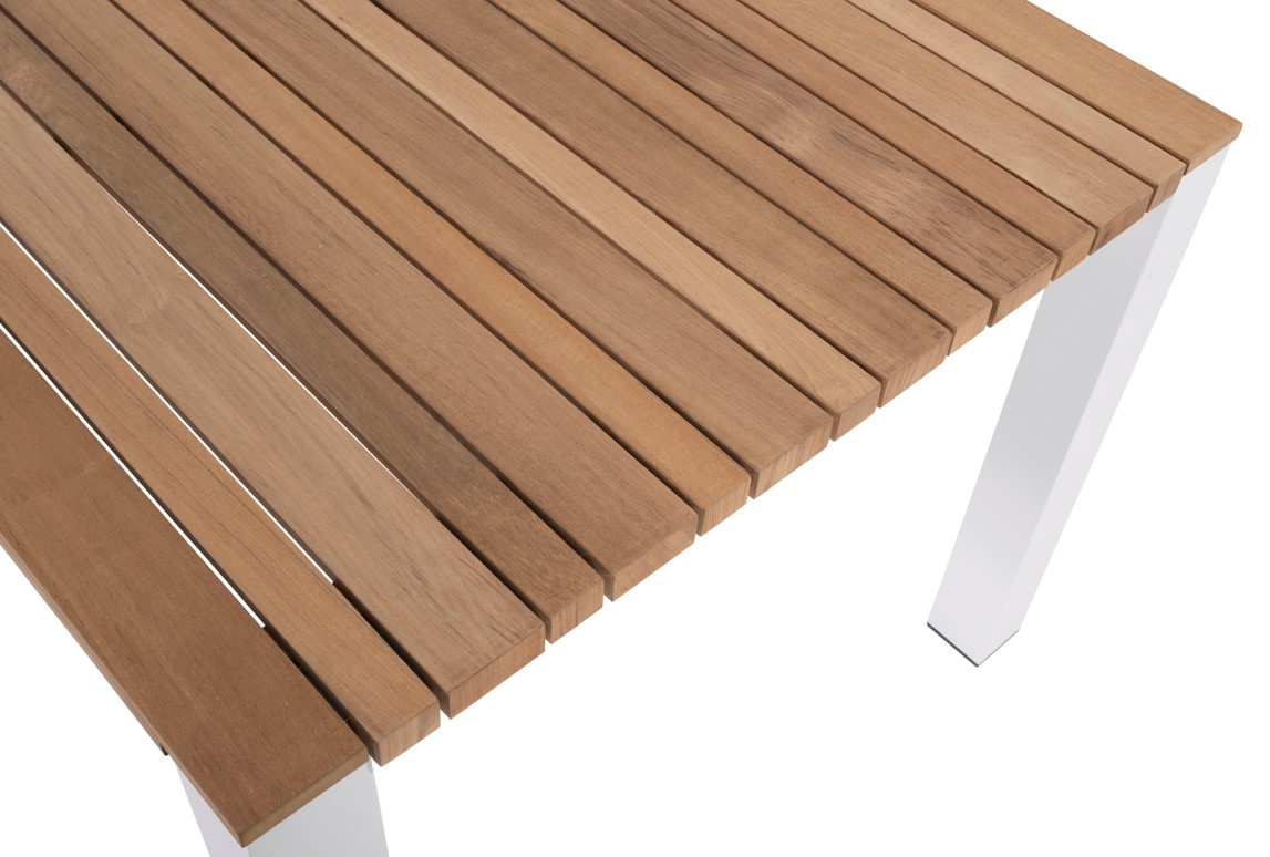 Table Ridge en aluminium blanc et plateau en teck - 220 cm x 95 cm TASTE