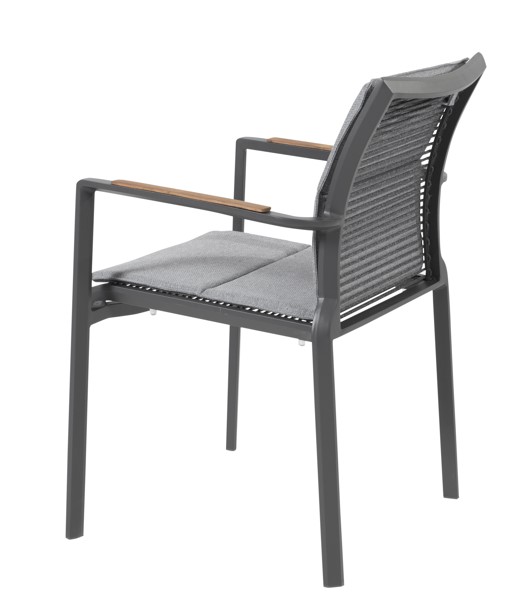 Chaise de jardin avec coussin MELBOURNE - Cordes anthracite - TASTE by 4 seasons outdoor