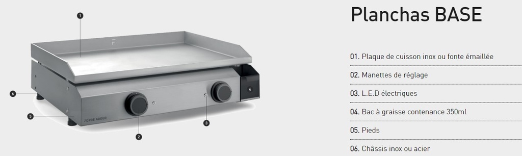 Plancha électrique inox 60cm Forge Adour Base 60 I