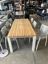 Ensemble de jardin en aluminium blanc et plateau en teck - RIGDGE - TORINO avec 6 chaises - TASTE