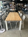 Ensemble de jardin en aluminium blanc et plateau en teck - RIGDGE - TORINO avec 6 chaises - TASTE