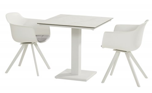 Table dining en aluminium couleur &quot;blanche&quot; - 75 x 75 cm  - TITAN - TASTE