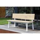 Banc STERN SAM 160x55x84 aluminium blanc lattes en teck