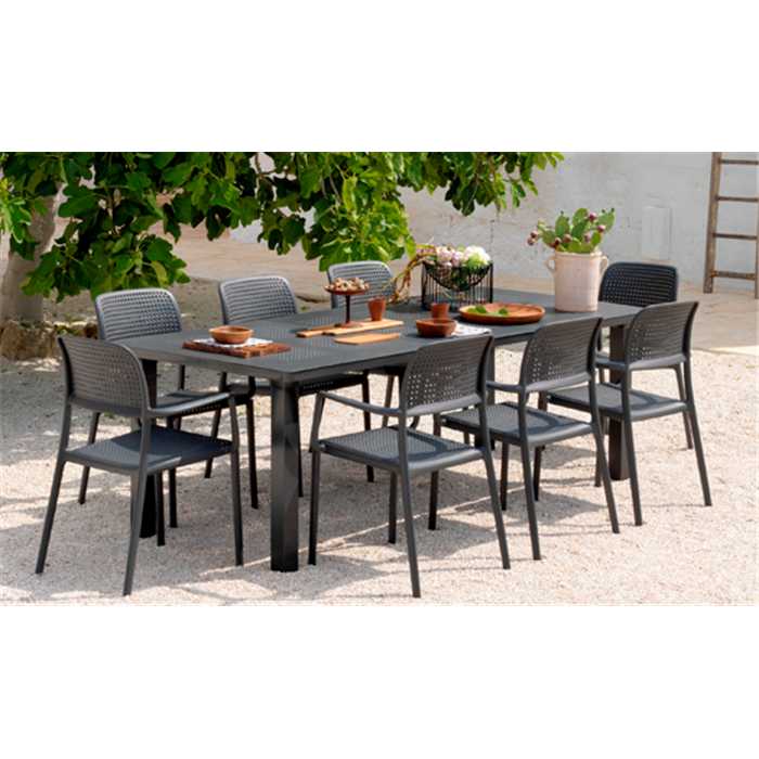 Ensemble extensible libeccio/bora anthracite avec 6 chaises -  Nnardi