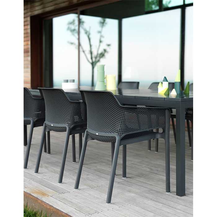 Ensemble table rio 210/280 cm et 8 chaises net - coul. anthracite