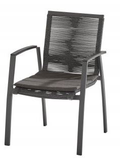 Chaise de jardin - structure en aluminium + cordes + coussin - couleur anthracite  - TORINO ROPE - TASTE