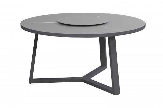 Table de jardin ronde en aluminium couleur &quot;slate grey&quot; - diamètre 150 cm - ORGANIC - TASTE