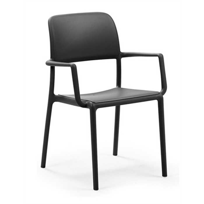 [NARDI-40246.02.000.06] Chaise de jardin RIVA anthracite – Résine fiberglass avec accoudoirs – Nardi Outdoor