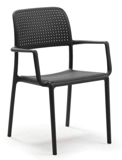 [NARDI-40242.02.000.06] Chaise de jardin BORA anthracite – Résine fiberglass avec accoudoirs – Nardi Outdoor