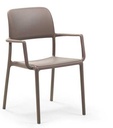 Chaise de jardin RIVA taupe – Résine fiberglass avec accoudoirs – Nardi Outdoor