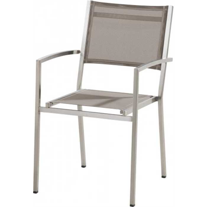 [4SO-19048] Chaise de jardin PLAZA mocca – Inox & textilène – 4 Seasons Outdoor