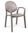 Chaise de jardin PALMA taupe – Résine fiberglass avec accoudoirs – Nardi Outdoor