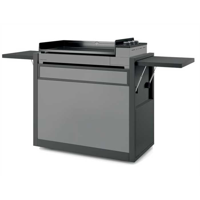 Chariot Forge Adour FA-CHPAF 75 NG – Meuble Plancha Premium 75 cm en Acier Noir avec Rangements Fermés, Tablettes Rabattables et Roues