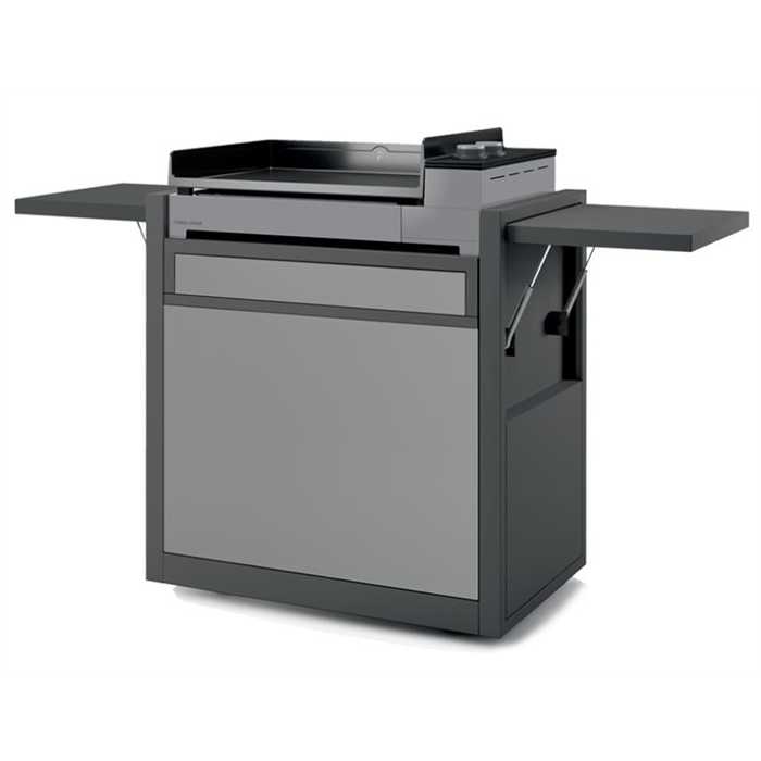 [FA -030407] Chariot Acier Fermé Forge Adour Premium 60 cm – Support Plancha avec Tablettes et Tiroir