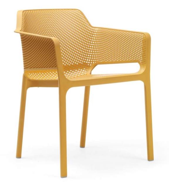 Chaise de jardin NET moutarde – Résine fiberglass avec accoudoirs – Nardi Outdoor