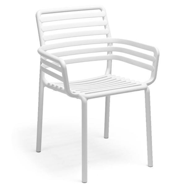 [NARDI-40254.00.000] Chaise de jardin DOGA blanche – Résine fiberglass avec accoudoirs – Nardi Outdoor