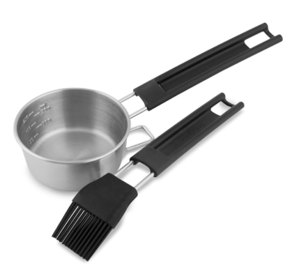 [BROIL KING 61490] Set Pinceau & Pot de Graissage Broil King 61490 – Ensemble Inox avec Pinceau Silicone pour Marinades, Sauces et Badigeonnage BBQ