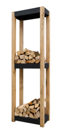 Etagère avec 2 étages de stockage de bois étroite gris foncé Quoco Cremagliera
