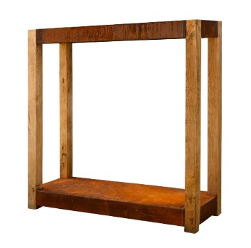 [QUOCO 30010] Étagère de Stockage Bois Quoco Cremagliera Corten 120 cm – Rangement Design Extérieur pour Brasero