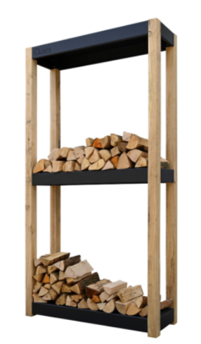 [QUOCO 31012] Étagère de Stockage Bois Quoco Cremagliera Large Gris Foncé – Rangement Design 2 Niveaux pour Brasero