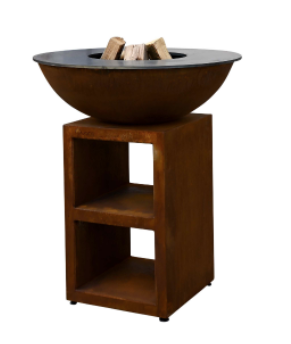 Brasero Plancha Quoco Piatto Medium Corten Ø84 cm – Cuisine Extérieure Design au Feu de Bois