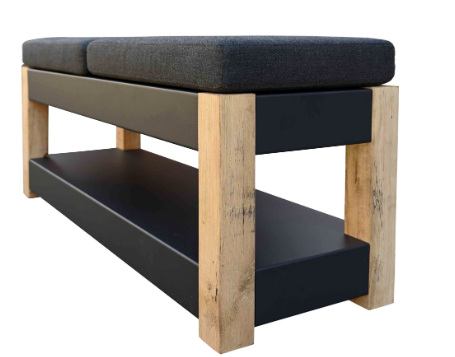 [QUOCO 31032] Banc de Rangement Quoco Panca Large Gris Foncé 180x40x50 cm – Assise Extérieure & Stockage Bois Intégré