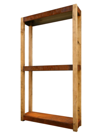 [QUOCO 30012] Étagère de Stockage Bois Quoco Cremagliera Large Corten – Rangement Extérieur 2 Niveaux pour Brasero