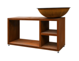 [QUOCO 10014] Brasero Plancha QUOCO Piatto Tavolo Medium Corten Ø84 cm – Cuisine extérieure élégante au feu de bois