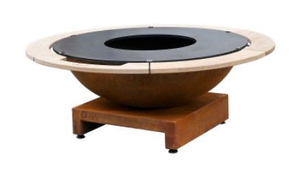 [QUOCO 10004] Brasero Plancha QUOCO Piatto Basso Medium Ø108 cm – Cuisine extérieure premium en acier Corten
