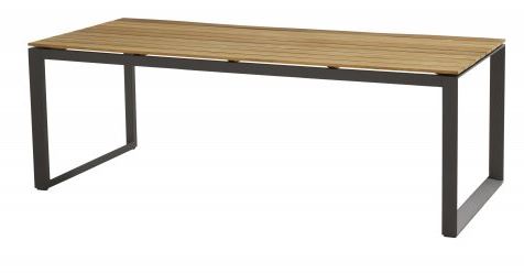 [4SO-91064] Table de jardin HERITAGE 220 cm – Teck naturel & aluminium anthracite