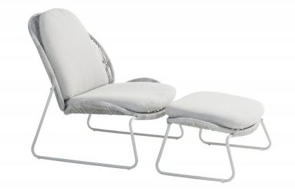 Ensemble relax Delano gris clair – fauteuil et repose-pieds – modèle d’exposition