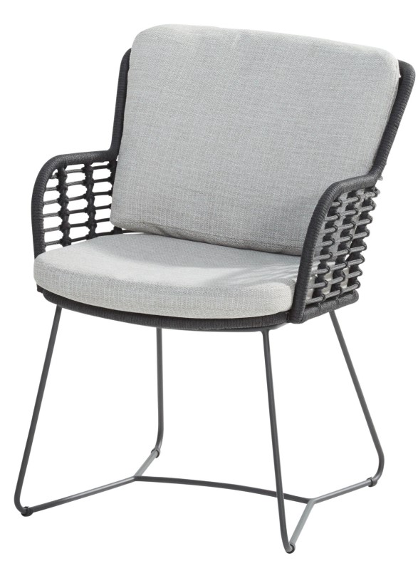 [4SO-213825] Chaise de Jardin Fabrice Anthracite avec Rope & 2 Coussins – Design Outdoor Haut de Gamme de 4 seasons outdoor