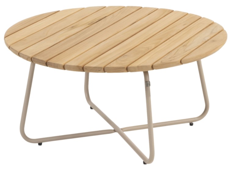 Table basse VERDI - plateau en teck D.73 cm H.35 cm - Inox couleur: latté de 4 seasons outdoor, VERDI, LATTE