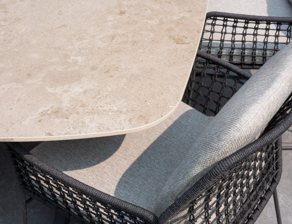 [TASTE-91560] Chaise de jardin RHODOS anthracite – Inox, rope et 2 coussins – Taste by 4 Seasons Outdoor