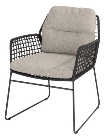 [TASTE-91560] Chaise de jardin RHODOS anthracite – Inox, rope et 2 coussins – Taste by 4 Seasons Outdoor