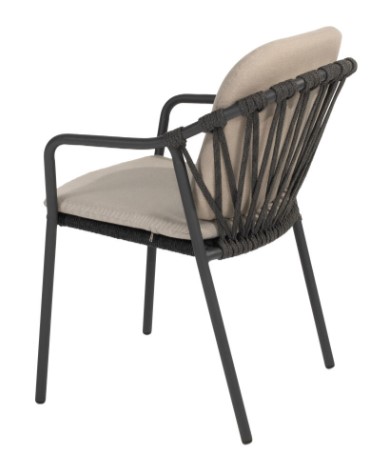 [TASTE-91579] Chaise de Jardin Manitoba Anthracite avec Coussins Outdoor – Chaise Empilable Design en Aluminium