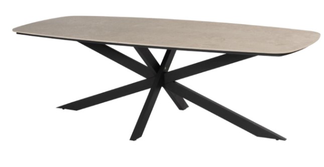 [TASTE-91597+91320] Table de jardin PRADO 240 x 105 cm – Aluminium anthracite & plateau céramique